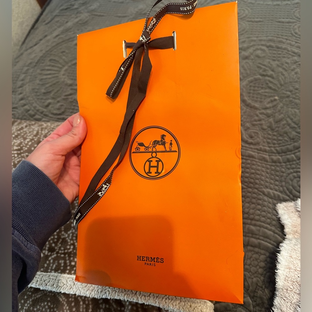 Hermes mini shopping bag with ribbon